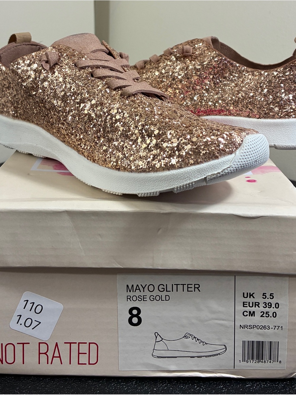 Not Rated Rose Gold Glitter Sneakers